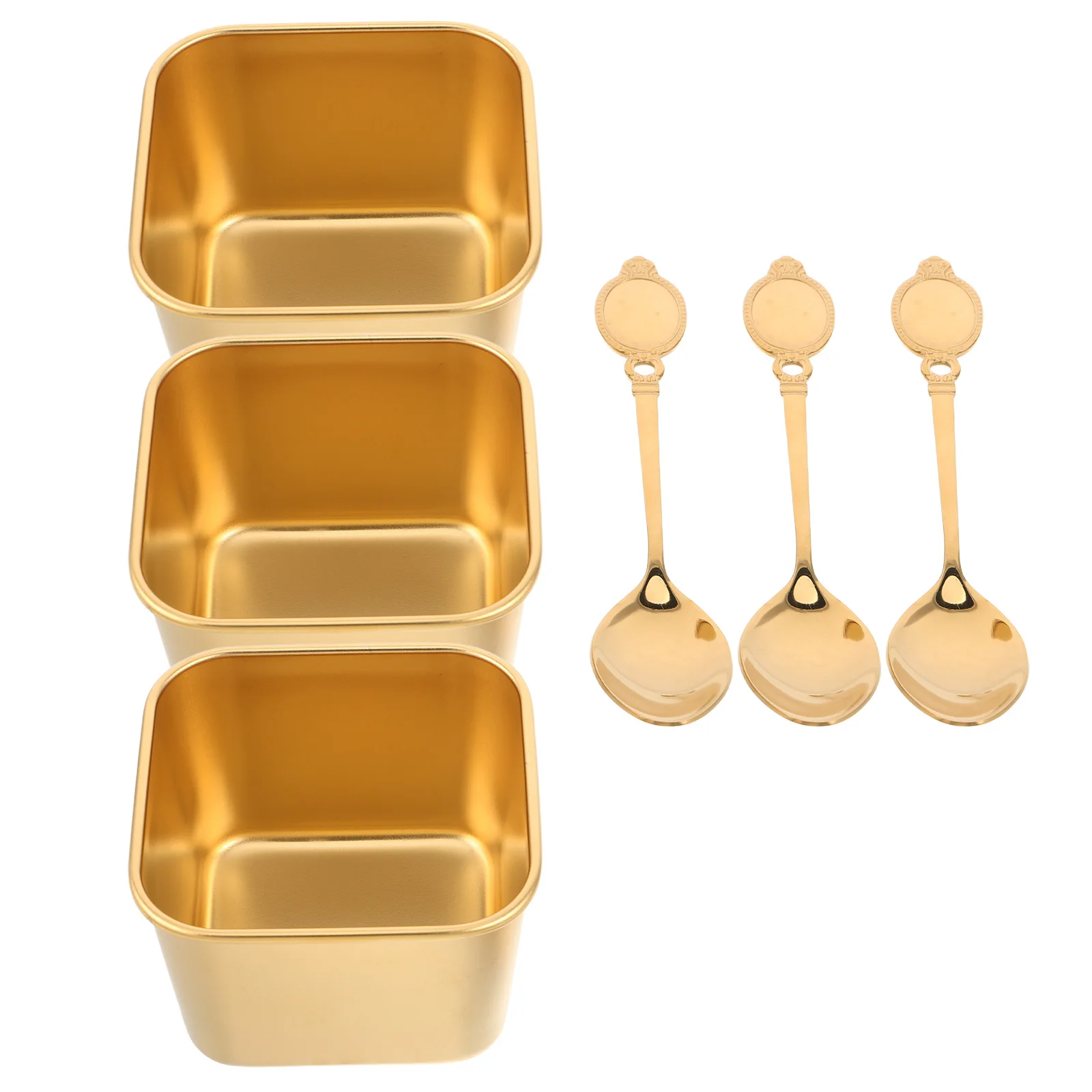 

3Sets Stainless Steel Condiment Bowls with Spoons Small Dipping Sauce Cups for Food Prep Snacks Desserts Gathering