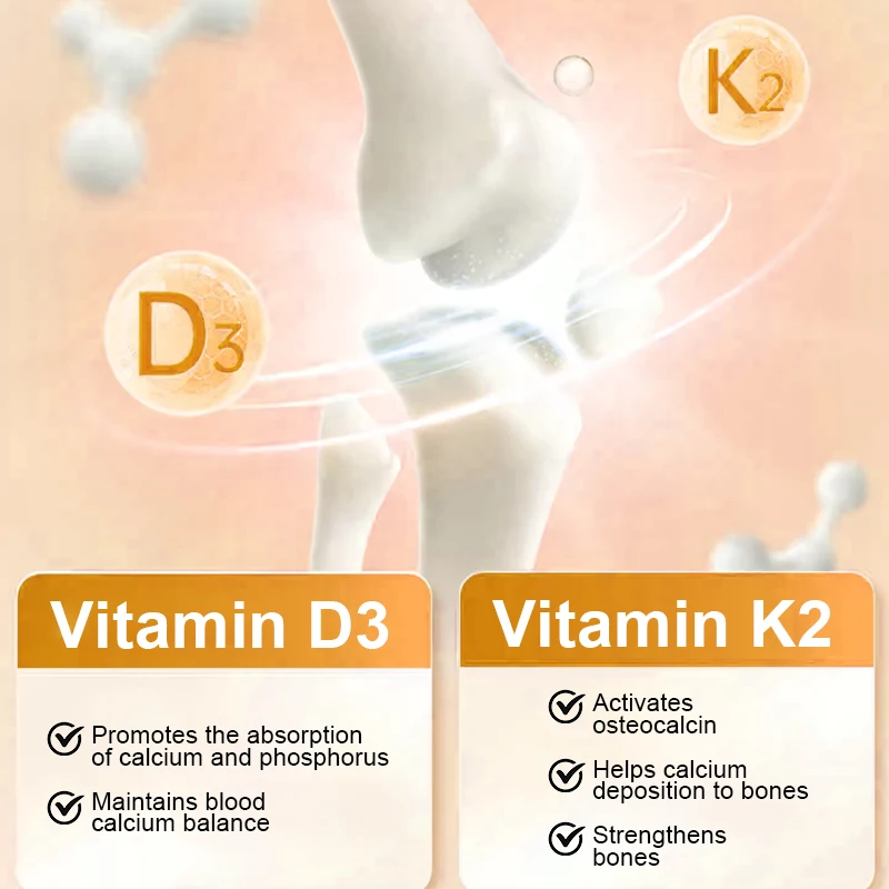 Vitamin D3+K2 Capsules 5,000 IU/100 mcg for Calcium Absorption Immune Support