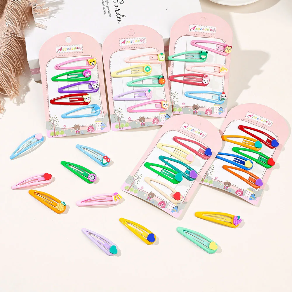 5Pcs/Lot Candy Color Dripping BB Hair Clip Princess Barrette Korean Hairclip Fruit Cartoon Headdress Hairpins for Girls