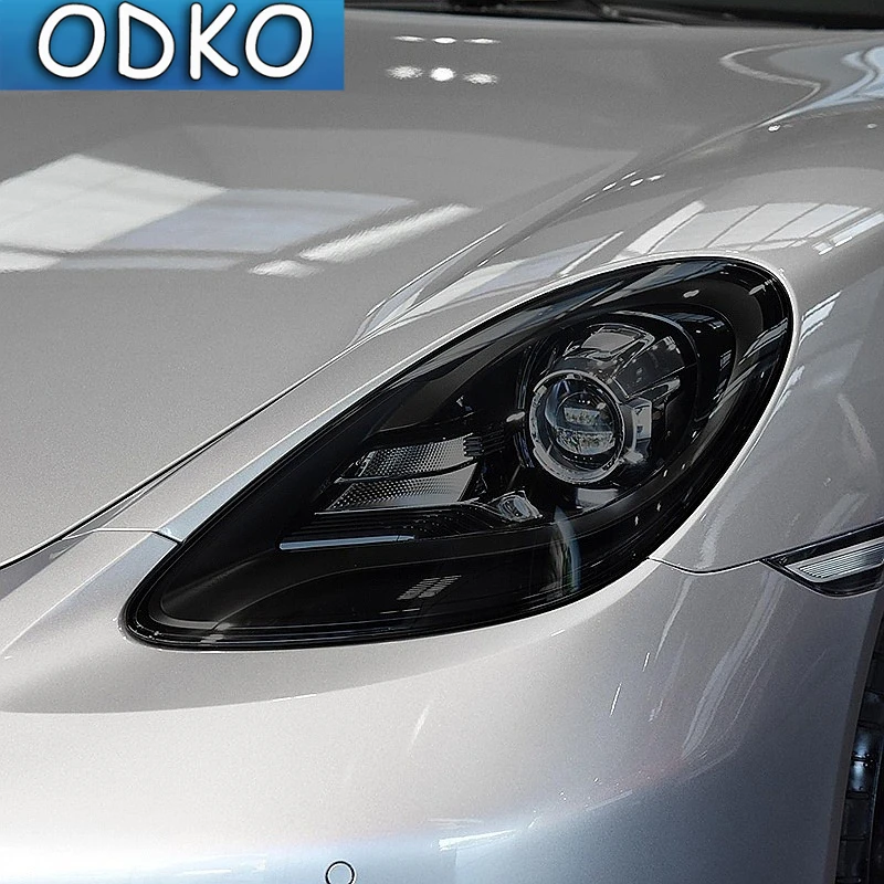 Car Headlight Protective Film Taillight Smoked Black Tint Wrap Vinyl Transparent TPU Sticker For Porsche 718 Boxster Cayman GTS