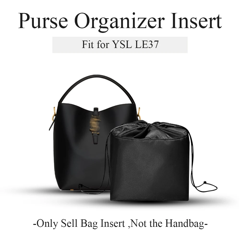 

Nylon Purse Organizer Insert Fit for YSL LE37 Bucket, Drawstring Inner Liner Storage Bag Organizer Insert Inside Makeup Bag