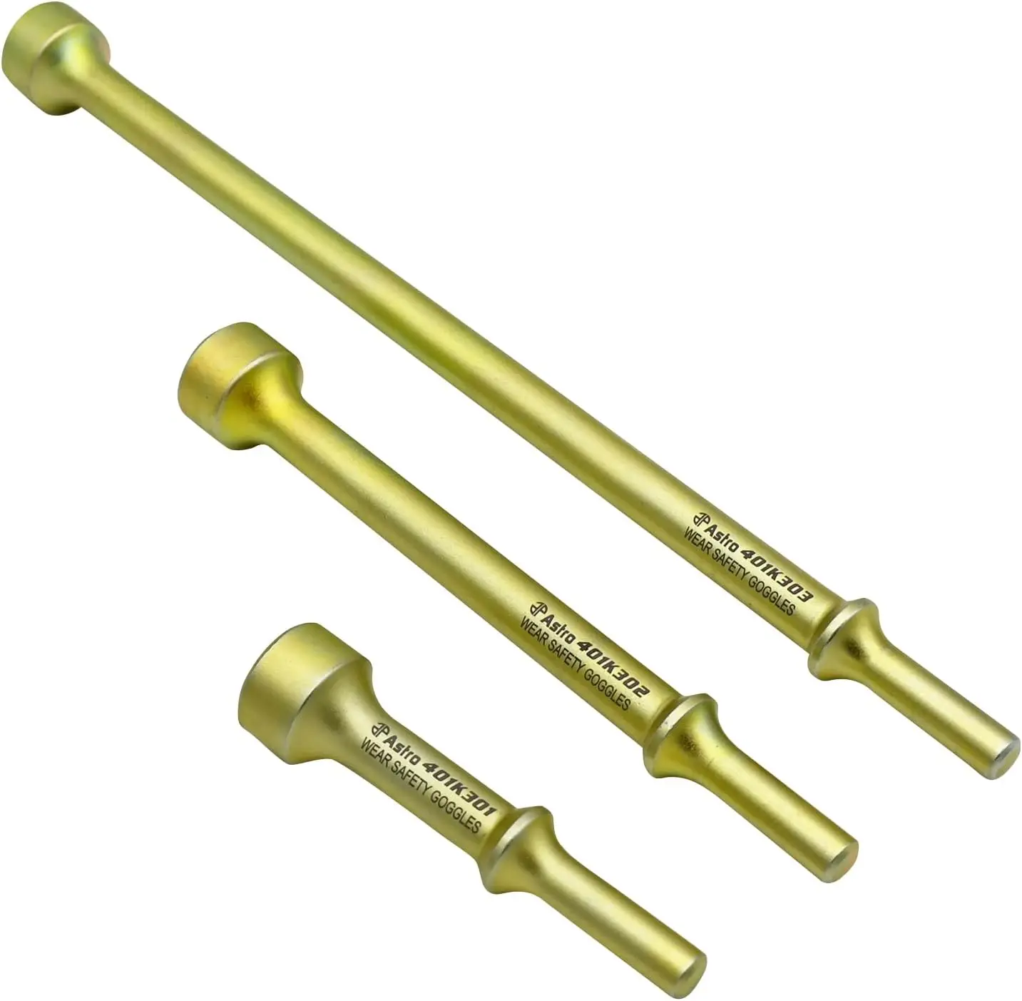 

3-Piece Heavy Duty Air Hammer Bit Set with .401 Shank - 4", 7", 12" Lengths for High Power Tools