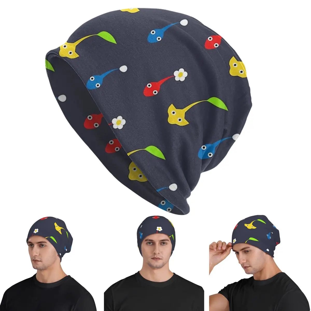 

Шапки-бини Pikmin Skullies, теплая осенне-зимняя уличная шапка, вязаные шапки с капюшоном для взрослых унисекс