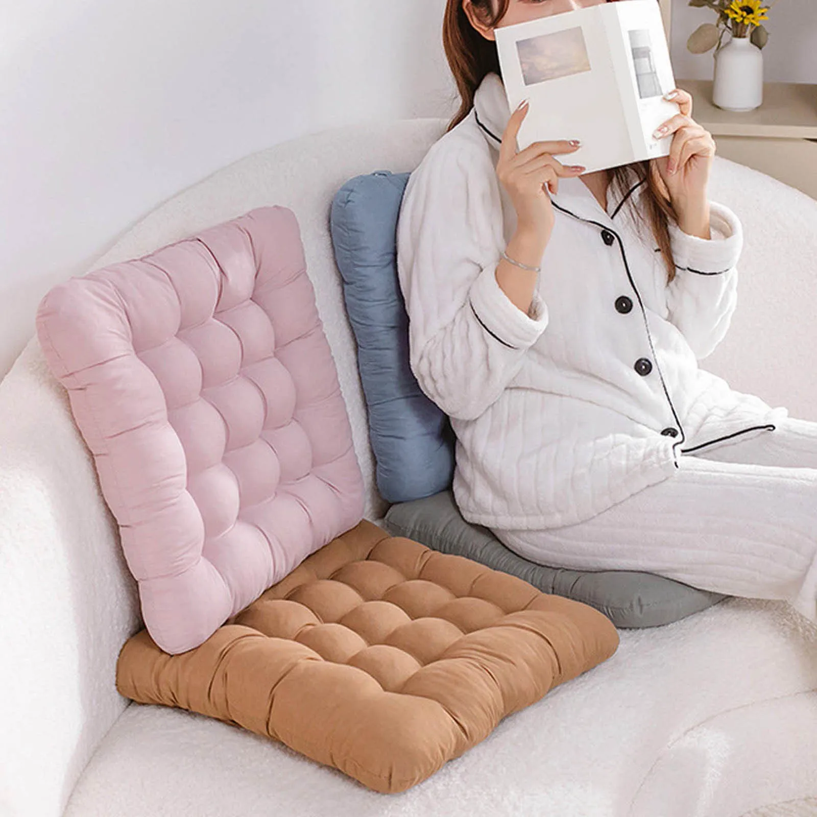 Large Square Floor Cushion Thickened Floor Seat Pillow Meditation Tatami Mat Pad Ottoman Poufs for Yoga Office Home Cafe 방석