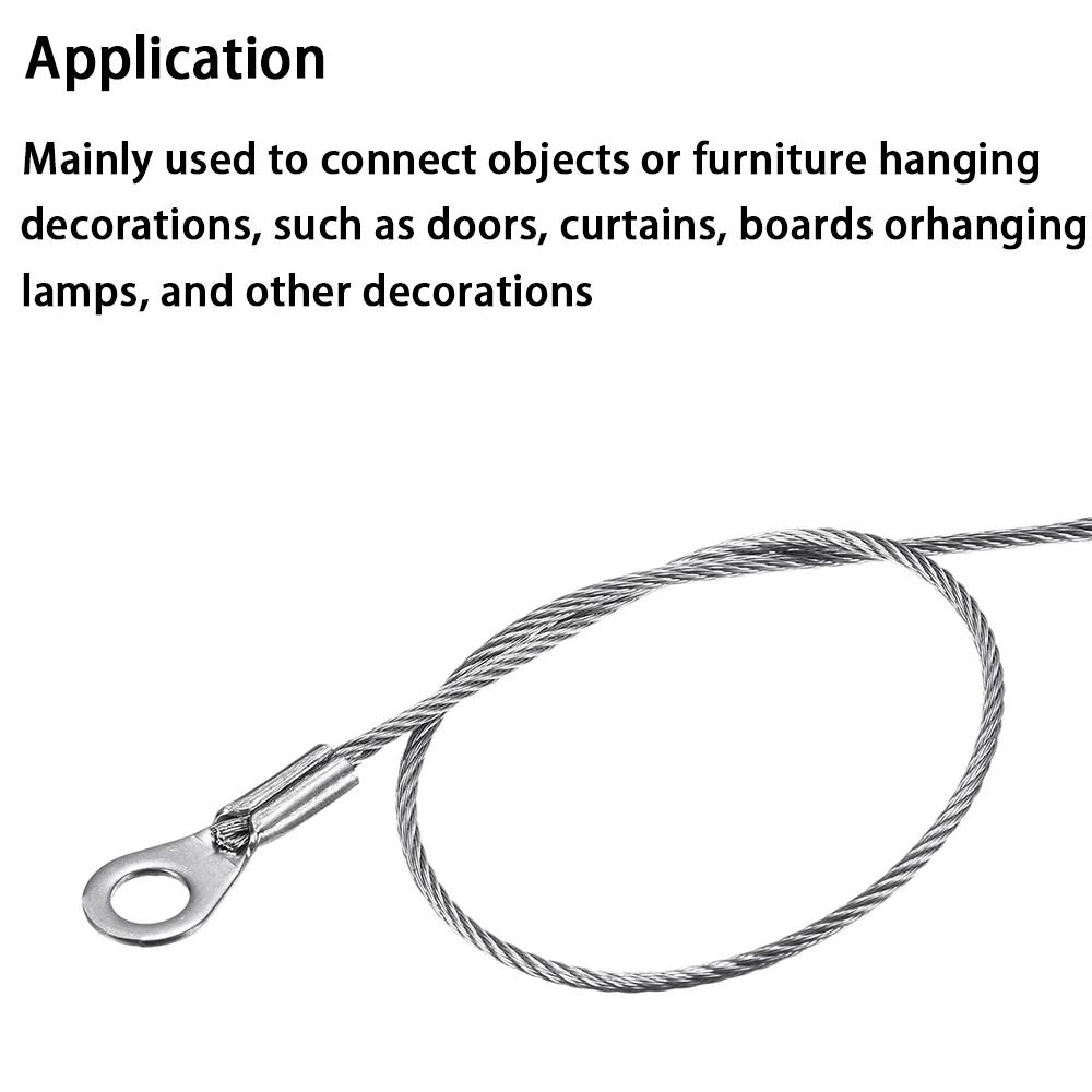 4 Pcs 1-2mm Thicss Stainless Steel Wire Eyelets Ended Short  Rope Cable  Tether Chain Lock Fall Prevention Safety Lanyard