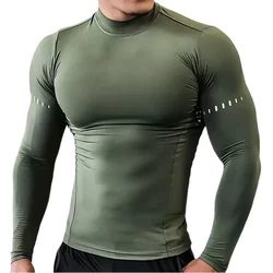 Heren atletische compressieshirts met lange mouwen Man Workout T-shirt UV-zonbescherming Outdoor actieve top