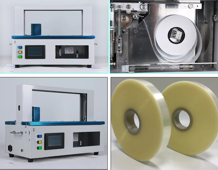 Opp Boek Geldbundel Papieren Tape Inpakken Groene Verpakking Bundel Volautomatische omsnoeringsmachine voor Tafel Bankbiljet Plastic