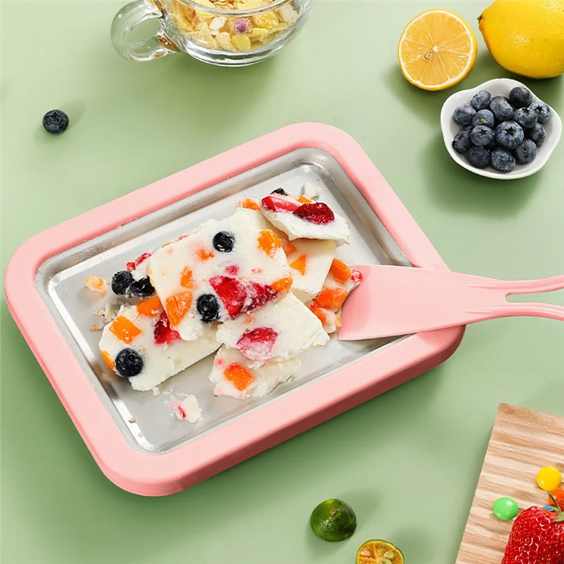 B58B-Ice Cream Frozen Yogurt Machine Great For Making Ice Cream, Fruit Shakes, Smoothies Quick Cooling Tray With Two Scrapers