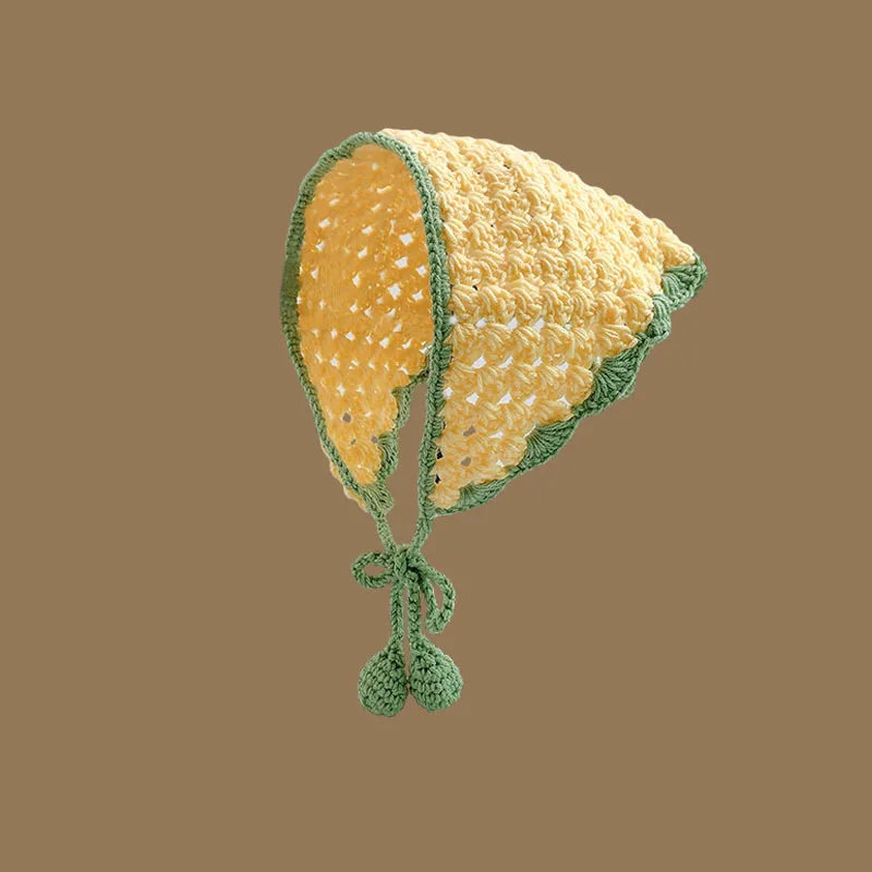 Französischer pastoraler Stil, gestricktes, florales Dreieck-Kopftuch für Mädchen, personalisiertes Kopftuch für Fotoshootings mit Bindeband, 3D-Blumen-Haarband – Detail 8