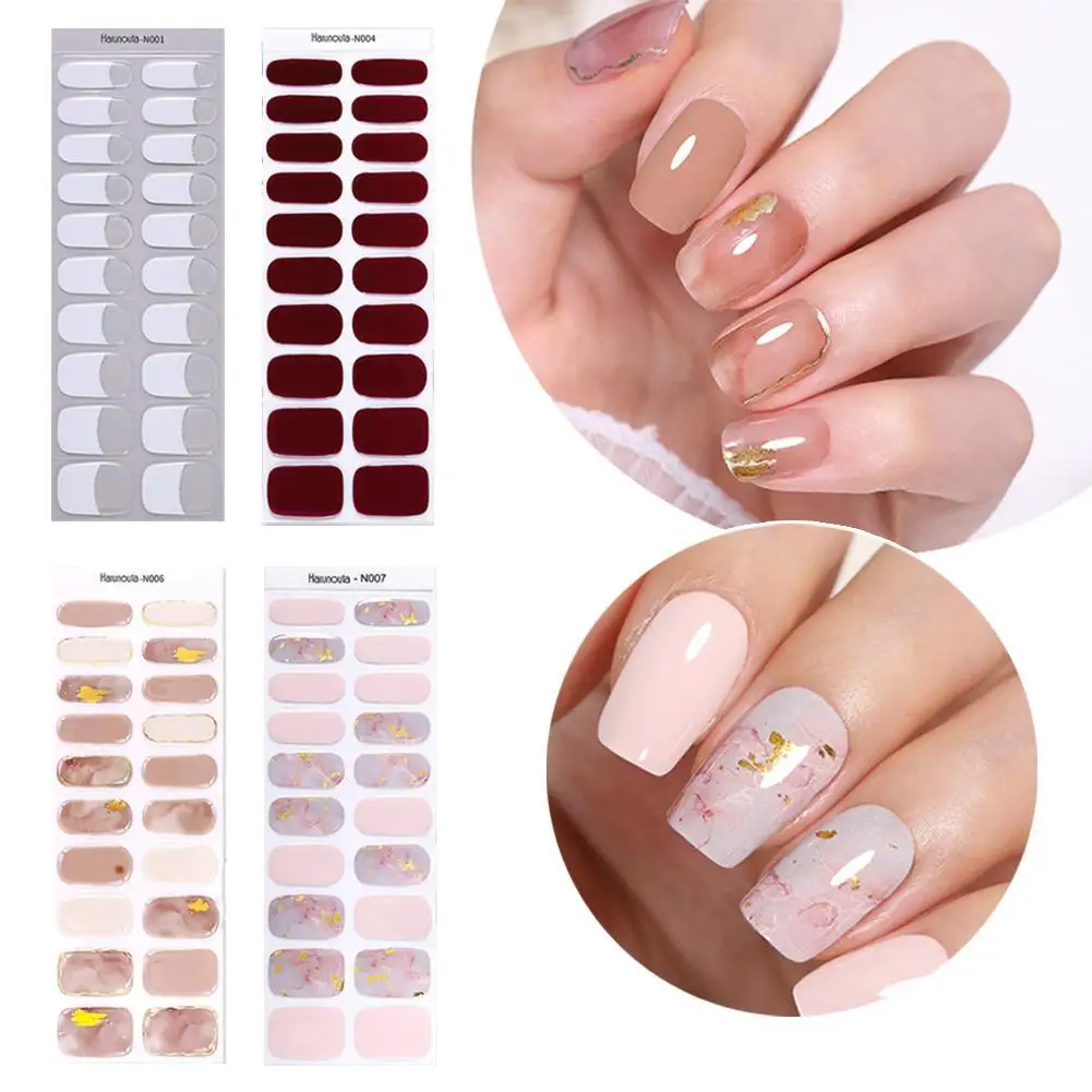 20 arkuszy półutwardzone żelowe paski do paznokci rench Nail Art błyszczące długotrwałe trwałe naklejki artystyczne do paznokci dekoracje do Manicure