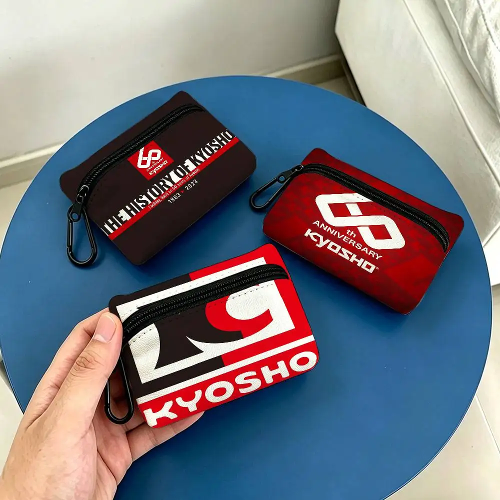 Model Brand K-KyoshoS White Oxford Cloth Zipper Coin Purse Lightweight Hanging Key Pouch Card Holder For Daily Use