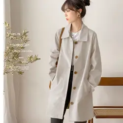 Donna autunno inverno coreano sciolto semplicità tinta unita colletto polo cappotto abbigliamento donna ufficio signora giacca a vento casual tutto-fiammifero