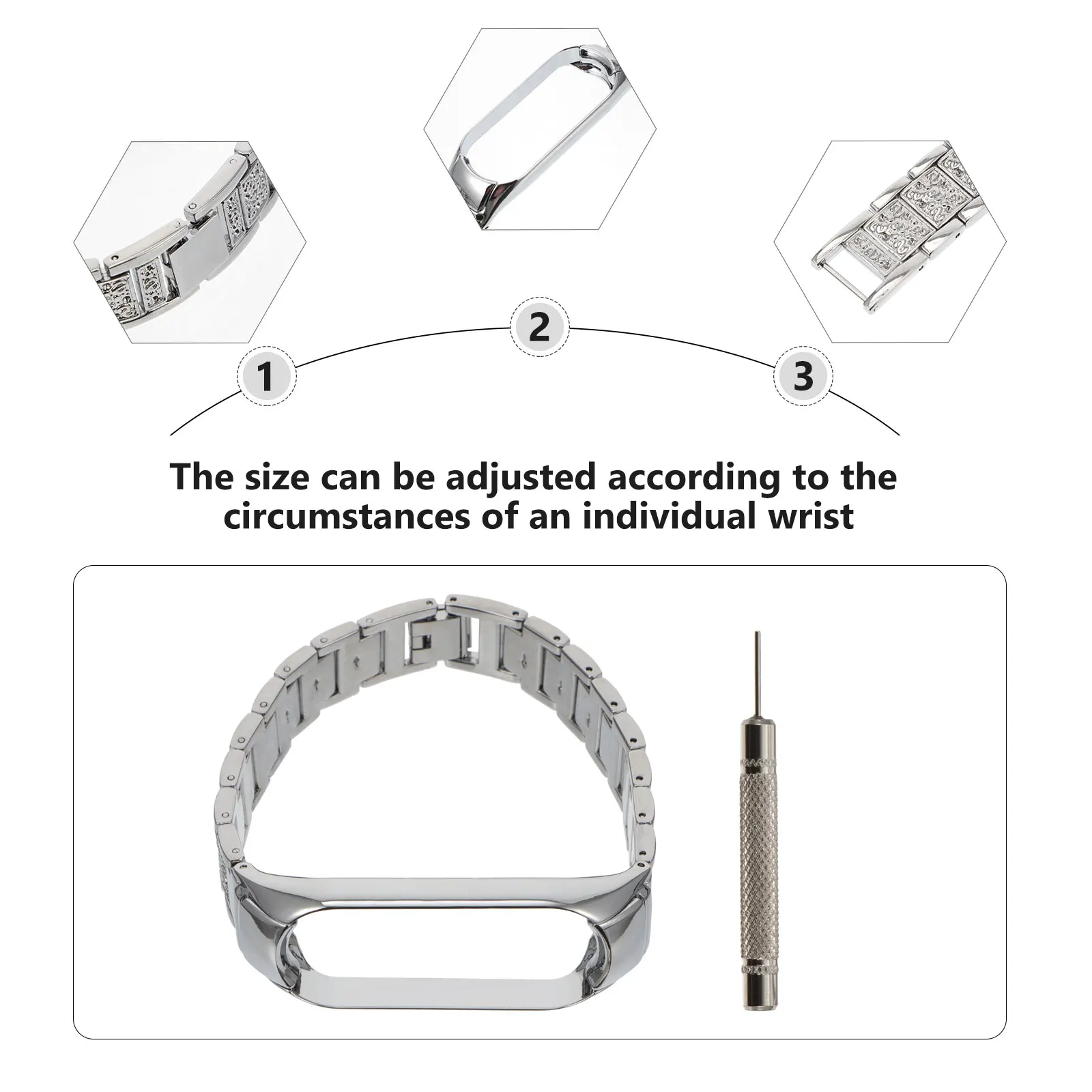 

Metal Watch Band For Watchband Replacement Adjustable Sturdy Durable Wristband Strap Gift Birthday Wedding