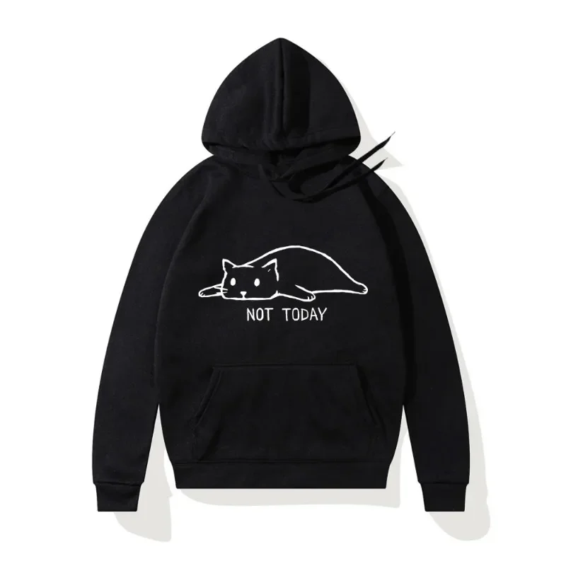 

Not Today Lazy Cat Graphic Men's and Women's Long-sleeved Hoodie Casual Pullover Autumn Winter Clothes Streetwear Y2k Sweatshirt