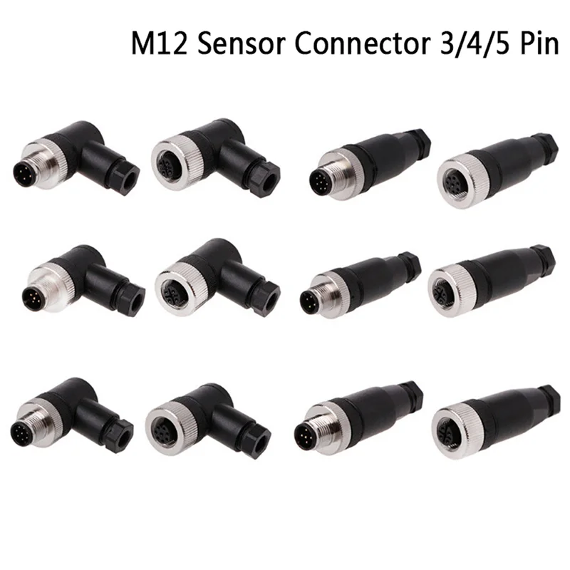 M12 Sensor Connector Waterproof Plug Aviation Plug M12 Connector Male And Female Plug Pin Hole 4 5 8 12 Core