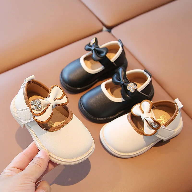 

Baby Girl Shoes Sweet Bowknot PU Leather Shoes Autumn New Shallow Casual Princess Shoes First Walkers School Infant Mary Janes