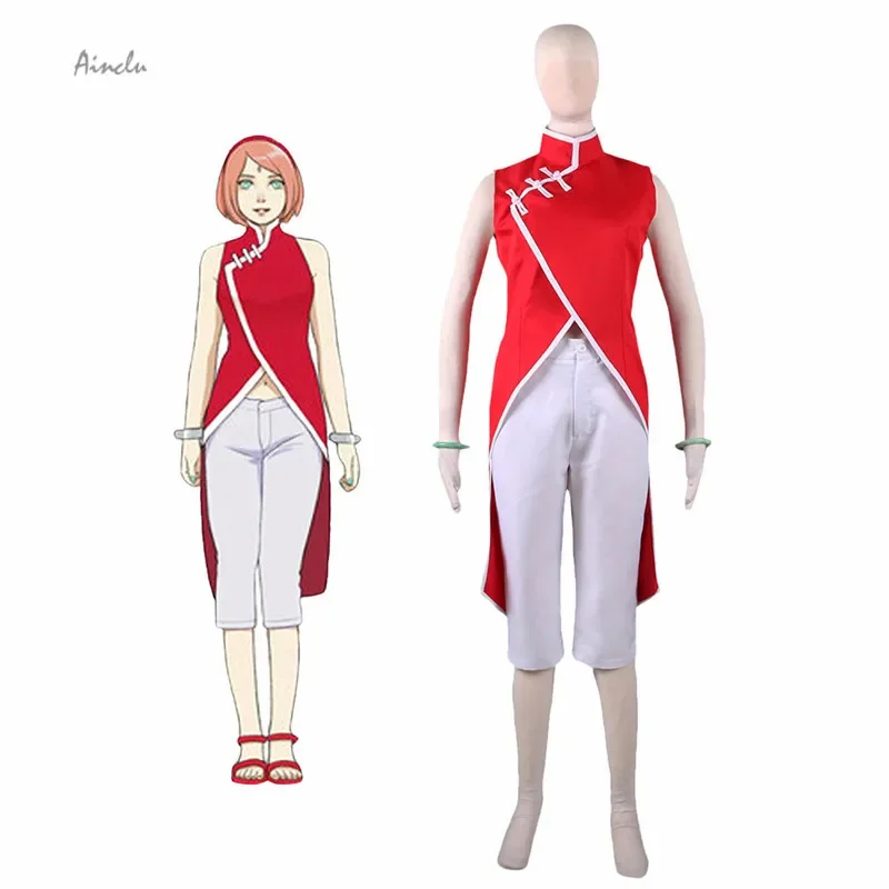 

Ainclu Free Shipping Boruto the Movie Haruno Sakura Cheongsam Anime Cosplay Costume For Halloween