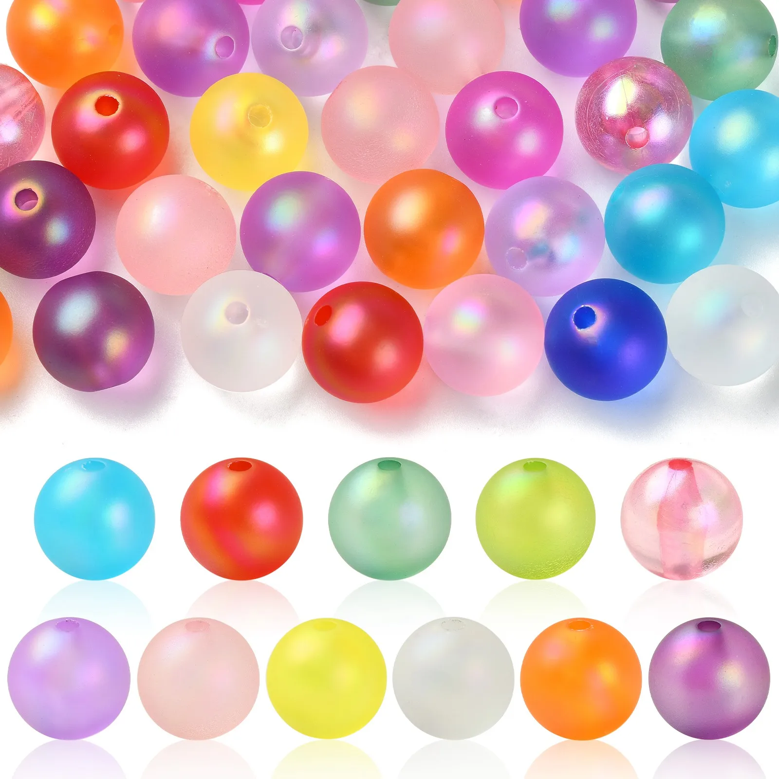 

50Pcs Random Colors 16mm Acrylic Frosted Round Beads Transparent Bubble Ball Beads Frosted Beads for DIY Jewelry Making