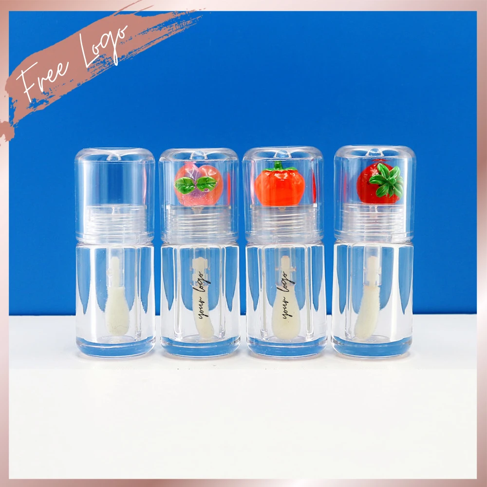 Empty Big Doe Foot Lip Gloss Tube Transparent Custom Logo Fruit Strawberry Peach Decoration Refillable Clear Cult 4.3ml Bottle