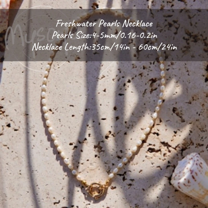 

MYSOYA White Rice-Shaped Freshwater Pearl Necklace 4-5mm With Gift Box For Her/Him Birthday/WeddIng/Anniversary Gift