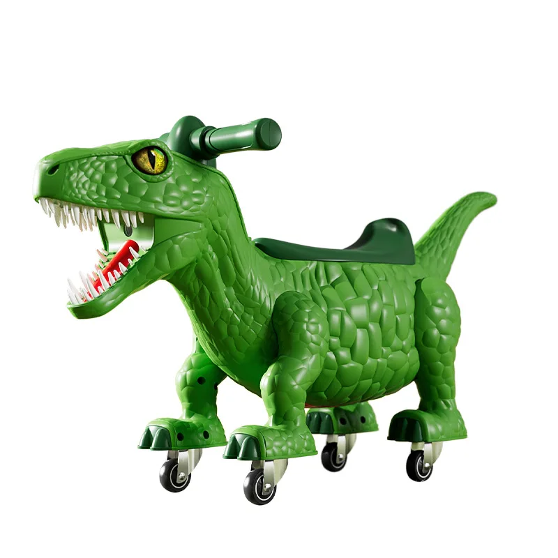 

Dinosaur children's light music universal silent wheel toy can sit on the scooter