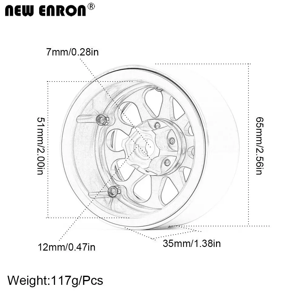 Aluminium Alloy 2.2 inch Wheel Rims Hub 4pcs for 1/10 RC 12mm Hex Crawler Car Axial SCX10 Wraith RR10 TRX4 KM5