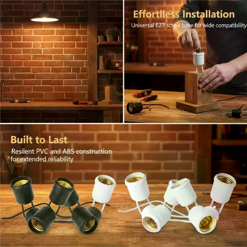Waterproof E27 Light Socket: Heat Resistant Shell Insulated Wires Outdoor Garden Home Lighting