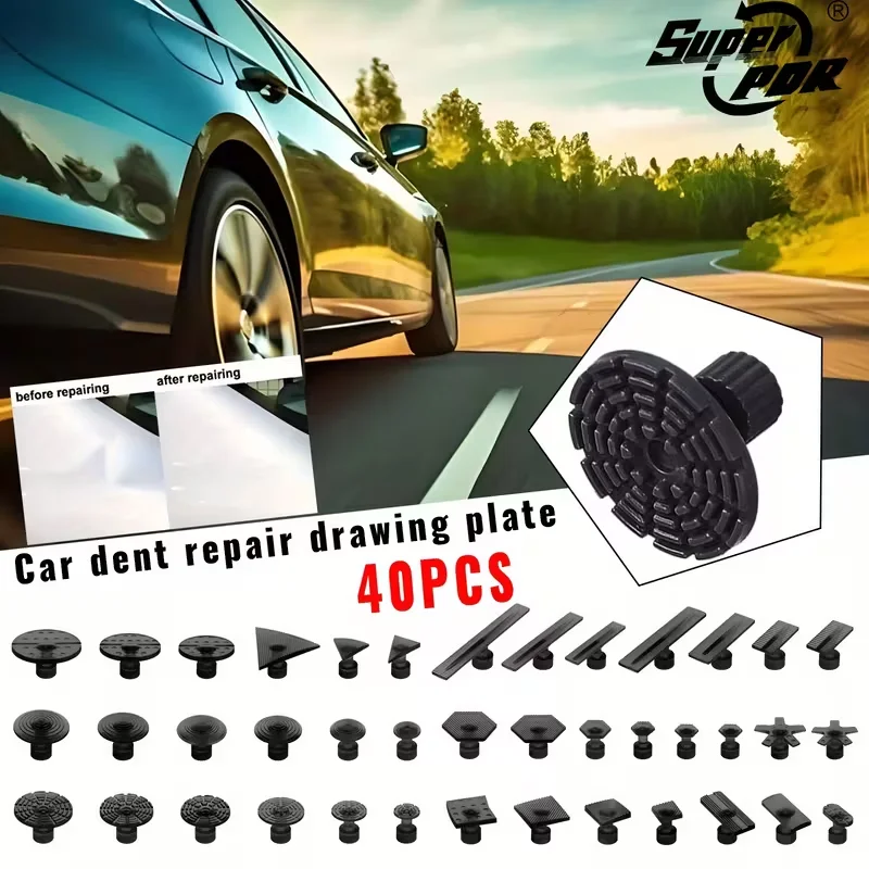 

40pcs Plastic Car Dent Repair Tools Multi-Size Puller for Body Ding Pit Hole Repair Traceless Vehicle Maintenance Accessory
