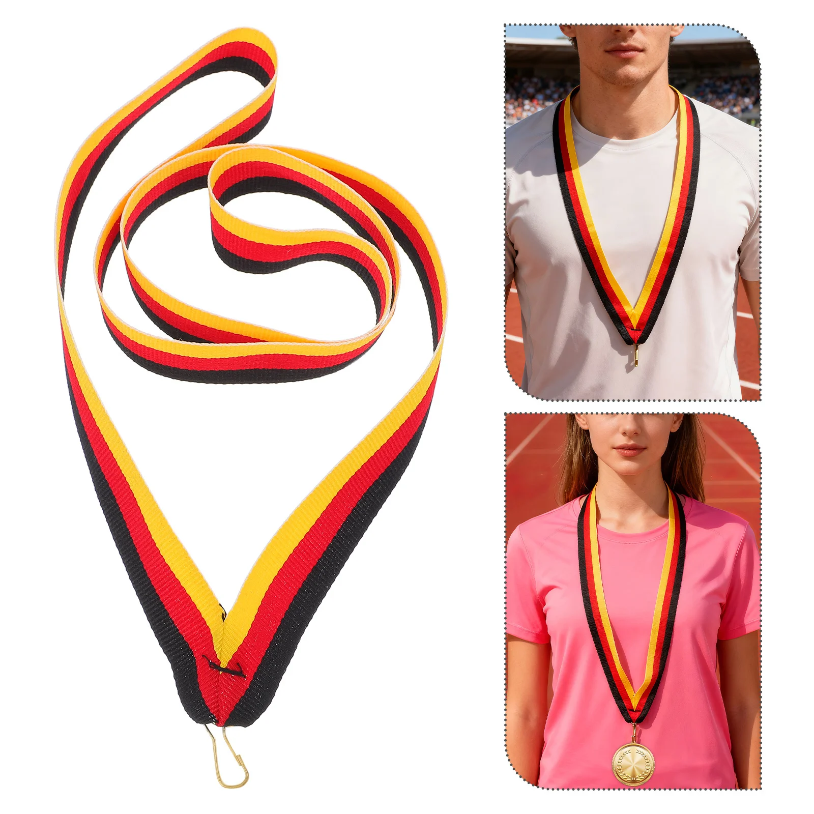 

30Pcs Medal Ribbons Award Lanyards Safety Release Clip Neck Straps for Student Competition Sports Meeting Id Badge Holder