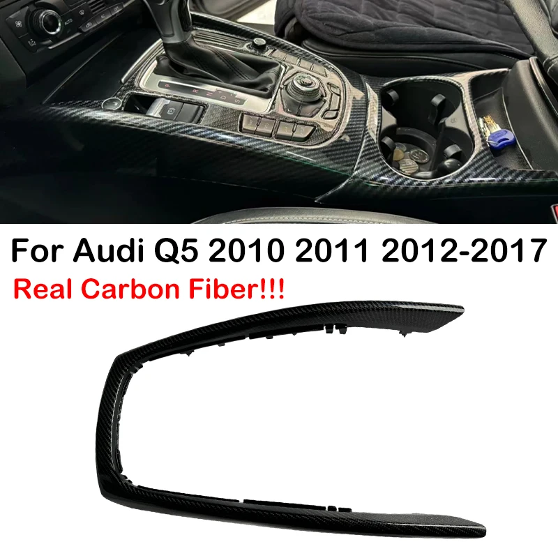 For Audi Q5 2010 2011 2012 2013 2014-2017 Real Carbon Fiber Car Front Center Console Gear Shift Frame Modified Decoration Cover