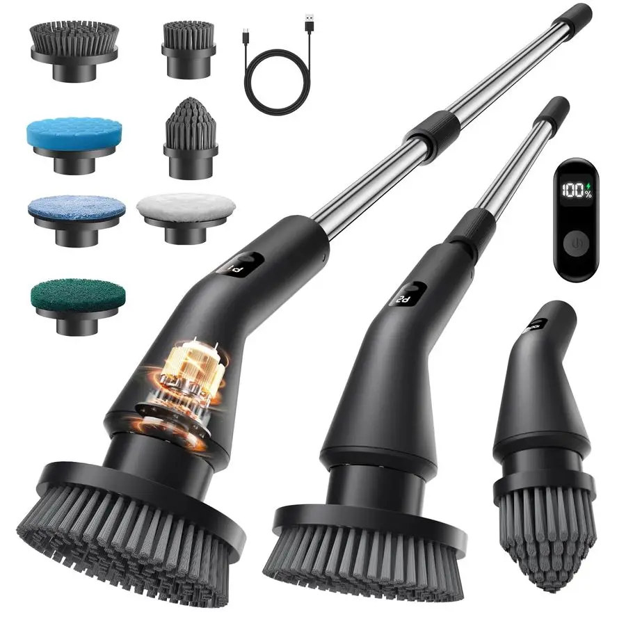 

Spin Scrubber, Upgraded IPX7 Cordless Cleaning Brush for Bathroom Shower, Household Cleaning Scrubber with 7 Brush Heads, Adjust