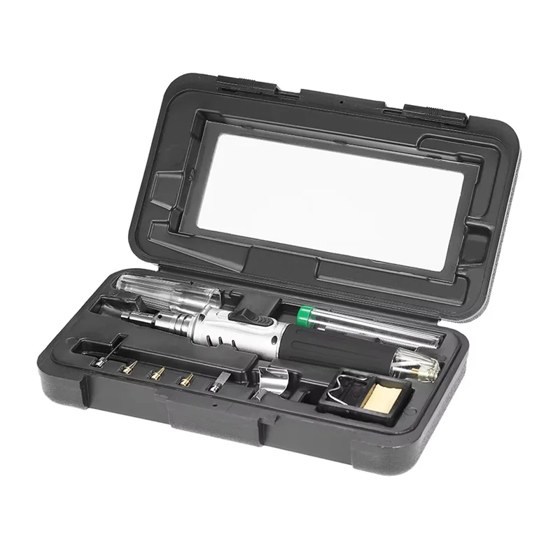 A01F-10 In 1 Gas Soldering Iron Case Set Multifunctional Automatic Ignition Lighter Cordless Welding Torch Pen Repair Tool