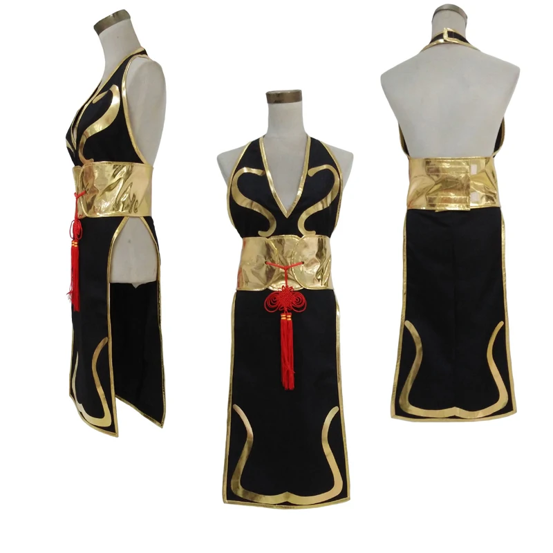 

Chun Li Cosplay Costume Women Cheongsam Dress Girls Role Play Clothes Halloween Carnival Disguise Suit Black Skirts New Female