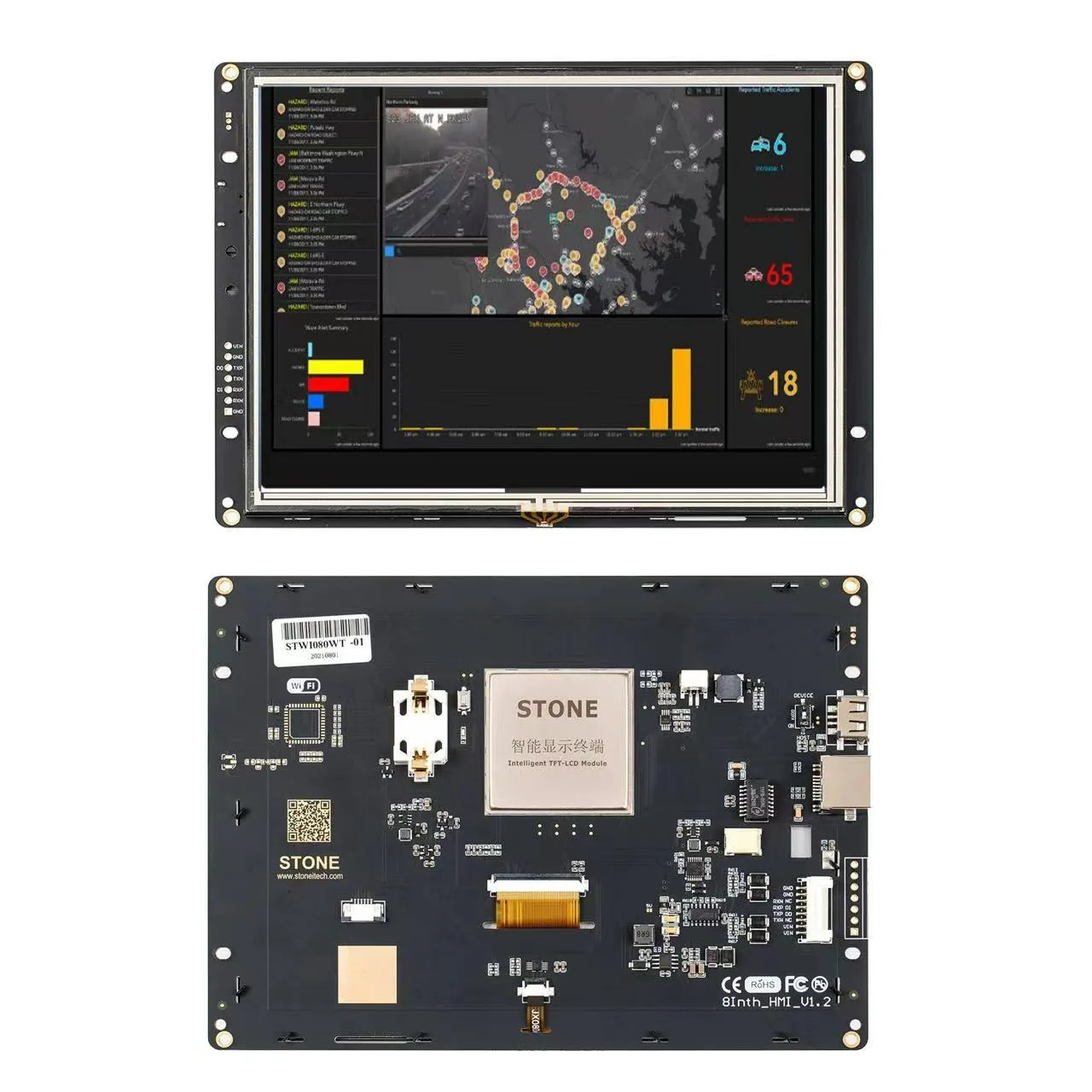 Módulo SCBRHMI STWI080WT-01 HMI UART de 8 pulgadas, pantalla táctil resistiva, Serial TFT LCD, para Control industrial