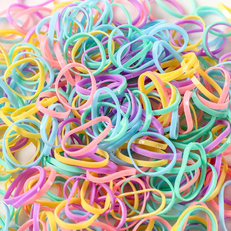 2cm 500pcs Colourful Rubber Ring Disposable Elastic Hair Bands Ponytail Holder Kids Hair Accessories