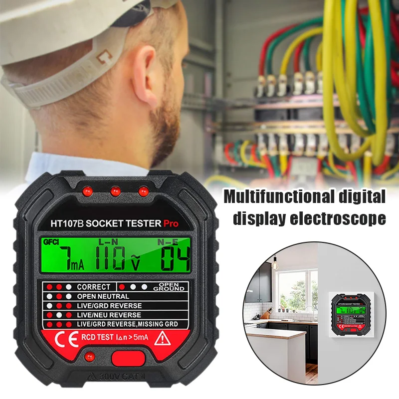 Testador de saída display digital soquete elétrico testador automático circuito elétrico polaridade tensão detector