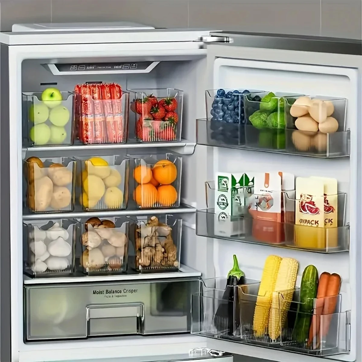 3/6/9 pçs geladeira porta lateral caixa de armazenamento organizador de geladeira para frutas vegetais organização de cozinha e armazenamento economia de espaço