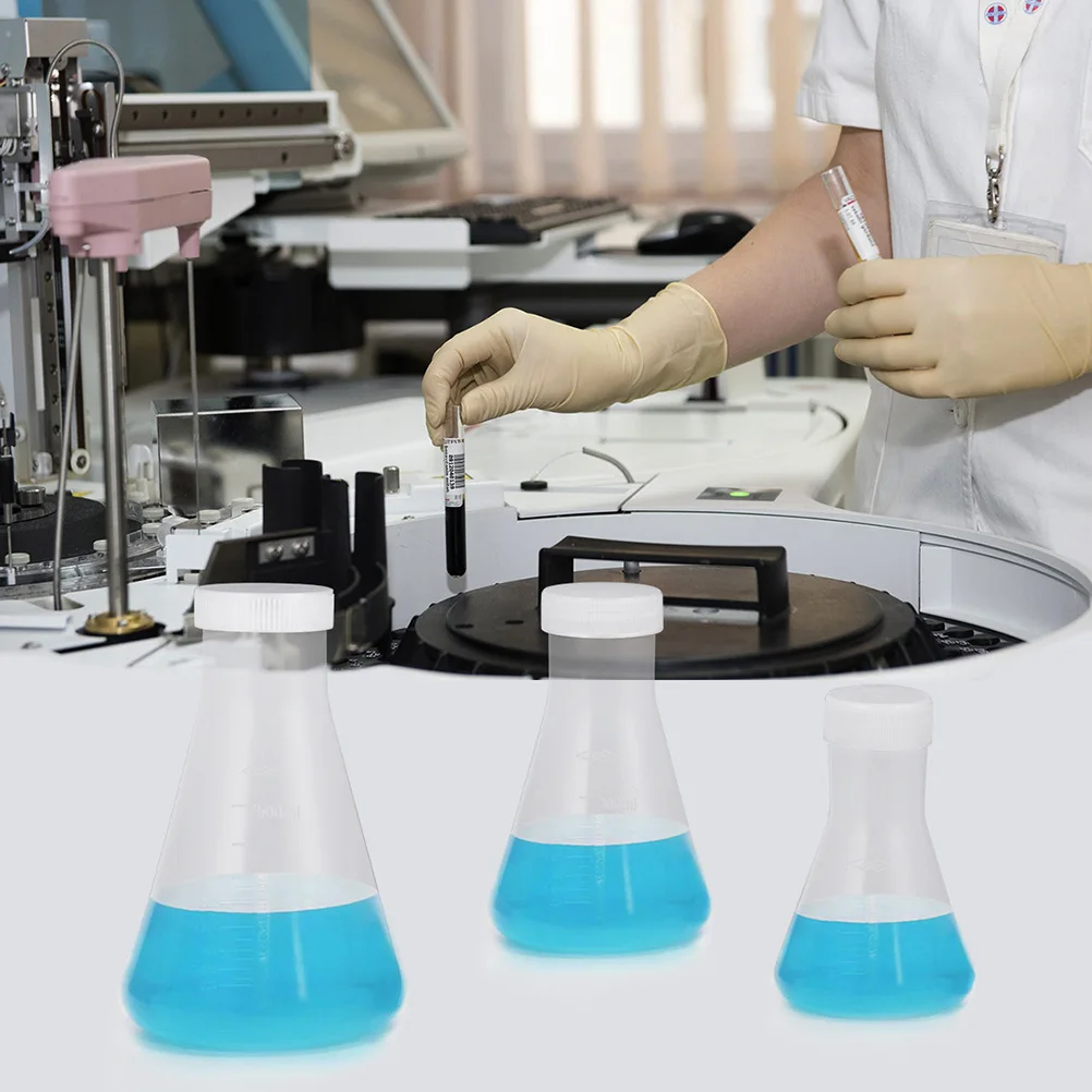 

6pcs Plastic Set Foodgrade Clear Chemical Flask Scale Wide Mouth Compact Lab Supplies Teaching Equipment