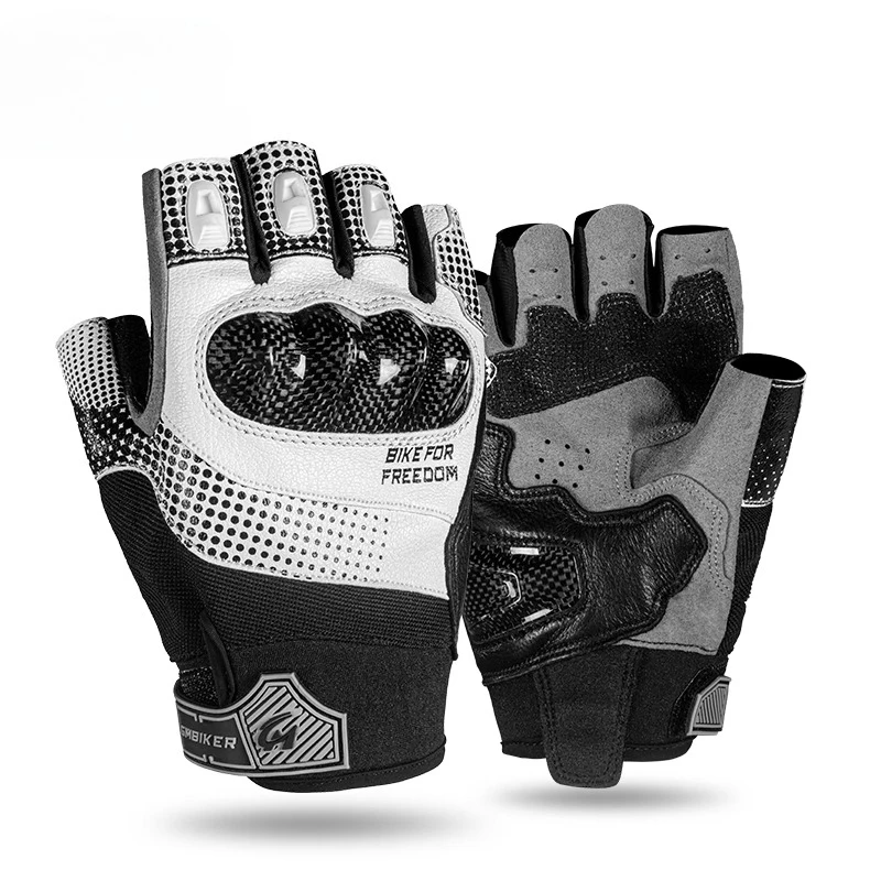

Motorcycle gloves half finger riding summer breathable anti-drop wear-resistant locomotive carbon fiber leather imitation Saimo