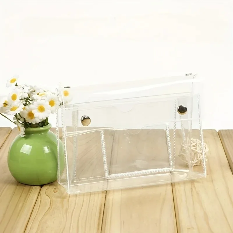 4-lagiges, transparentes Federmäppchen, großes Fassungsvermögen, wasserdichtes PVC-Federmäppchen, Aufbewahrungsbox für Schüler, schlichte, multifunktionale Kosmetiktasche. – Detail 4