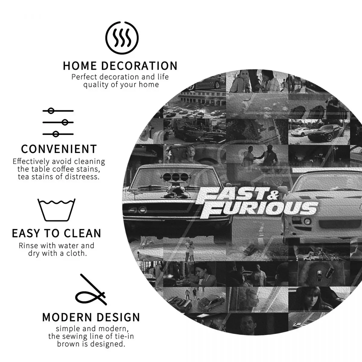 Fast And Furious Is History Of Legend Coasters Kitchen Placemats Non-slip Insulation Cup Coffee Mats For Decor  Pads Set of 4