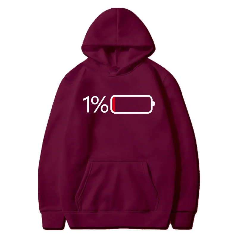 Battery Low Graphic Hoodie for Men - Casual Pullover Sweatshirt with Kangaroo Pocket for Spring/Fall
