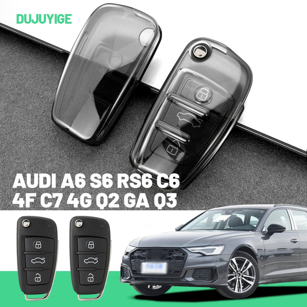 

Clear TPU Car Key Case For Audi A6 S6 RS6 C6 4F C7 4G Q2 GA Q3 8U F3 Key Fob Cover Protector Shell Auto Accessories