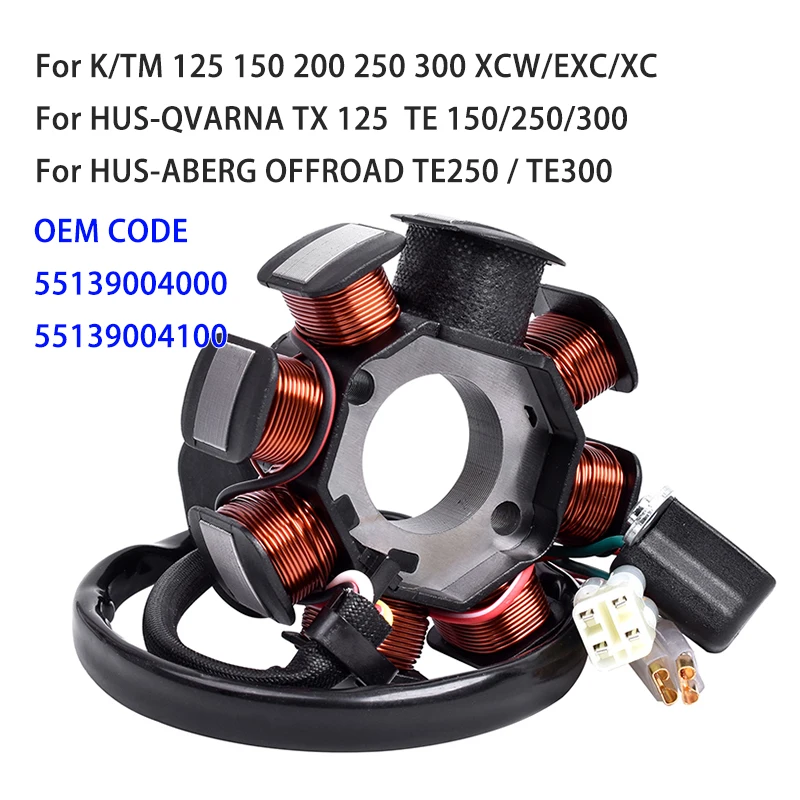 

55139004000 55139004100 Катушка статора зажигания для K/TM 125 150 200 250 300 XCW EXC E XC EXCE для TE150 TE250 TE300 TX125 TE TX R