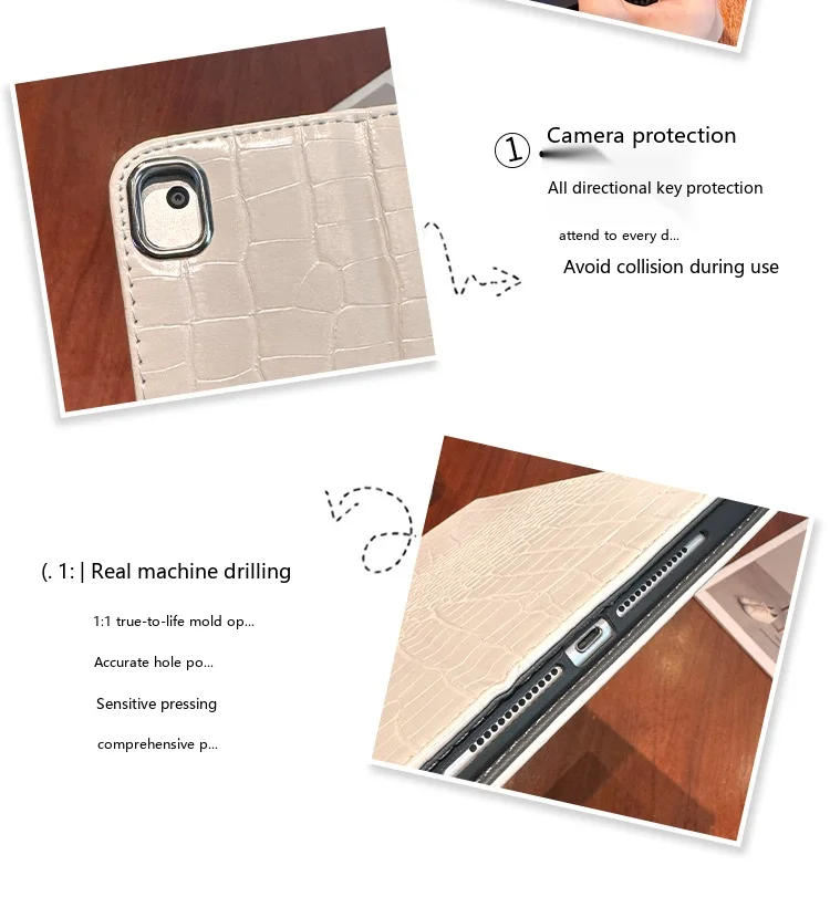 Für iPad PU-Leder-Foliotasche mit Stifthalter, Schlaf-/Aufwachfunktion und stoßfester Abdeckung – Detail 8