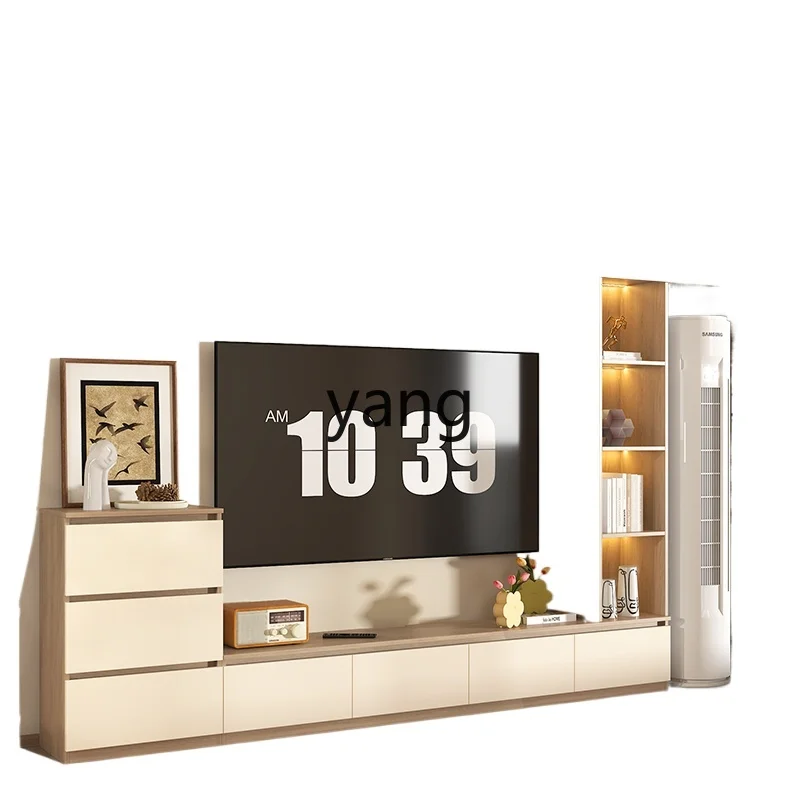 LHH  log cream wind living room floor TV cabinet background wall storage cabinet