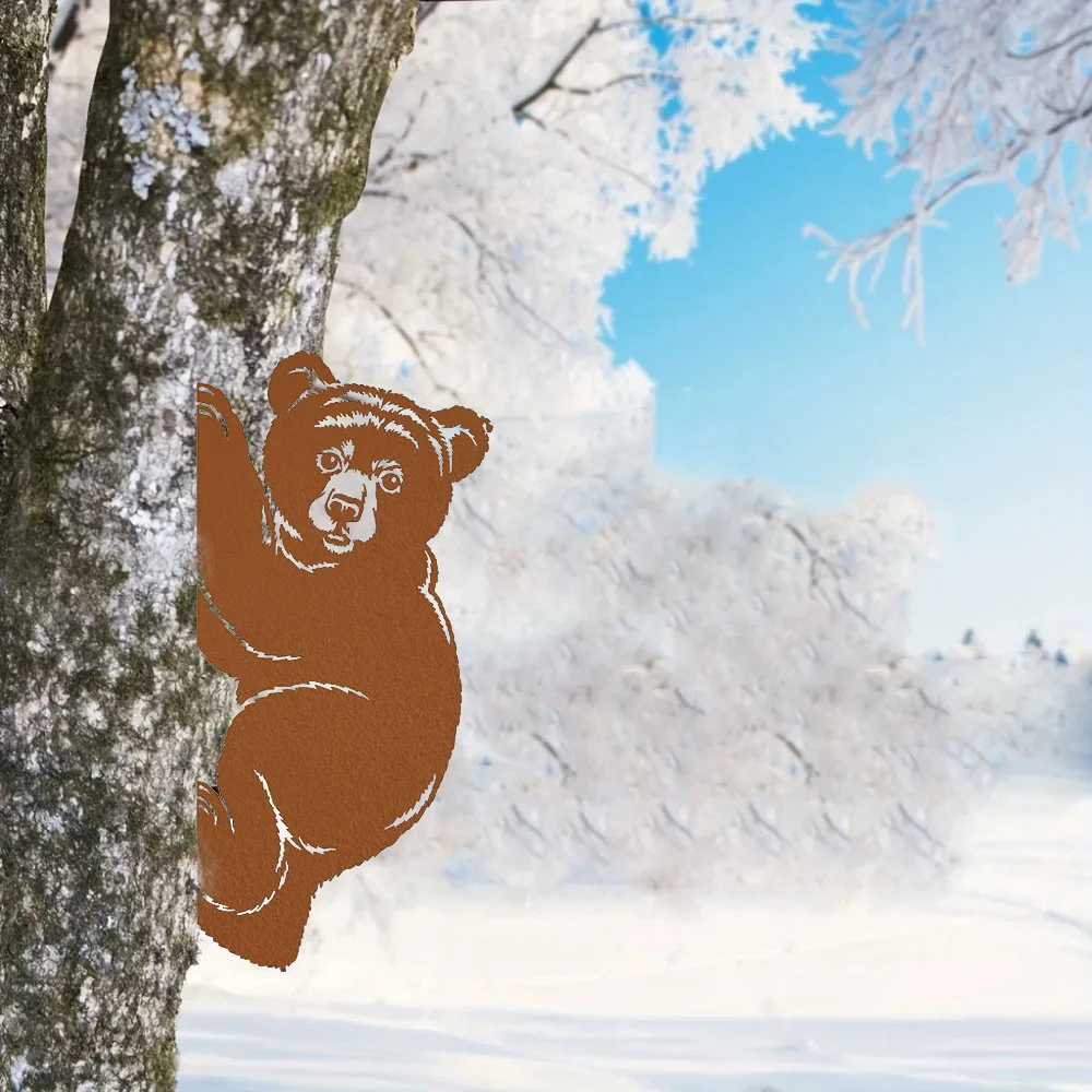 Enchanting 1 Piece Bear Cub Adornment – Add Magic to Garden, Backyard, and Tree. Captivating Silhouette Artwork