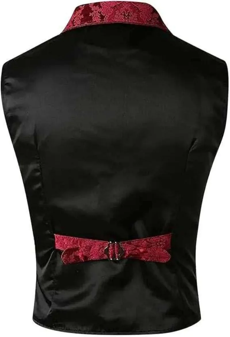 Herren Viktorianische Steampunk Jacquard-Weste, Samt-Revers Gothic-Weste für LARP, Halloween-Party & Retro-Kostüm – Detail 11