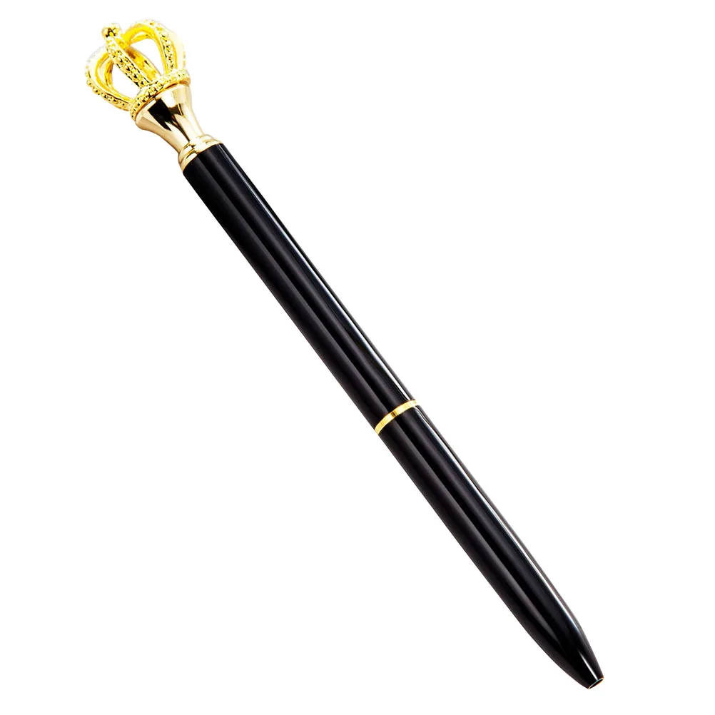 Stylo Gel tête de couronne en métal, 4 pièces, Design créatif, noir galvanisé or argent, belle papeterie pour usage scolaire