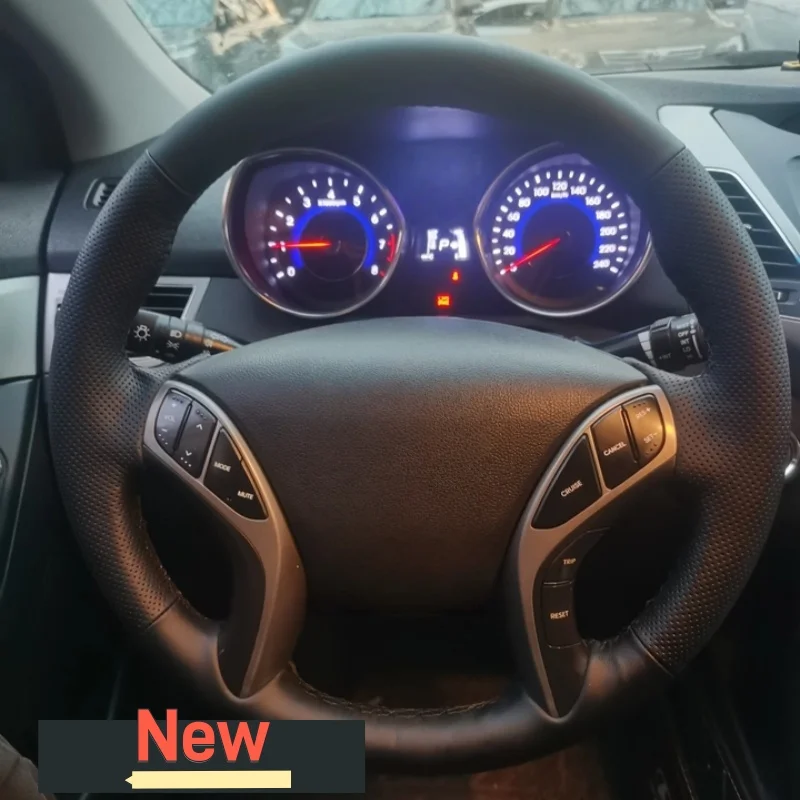 

Customizable Handmade Genuine Leather Steering Wheel Cover For Hyundai Elantra 2011-2016 Avante i30 2012 2013 2014-2016